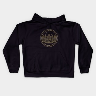 Cardiff University, South Wales Emblem - Gold Kids Hoodie